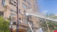 Sumqayıtda çoxmərtəbəli binada yanğın baş verib